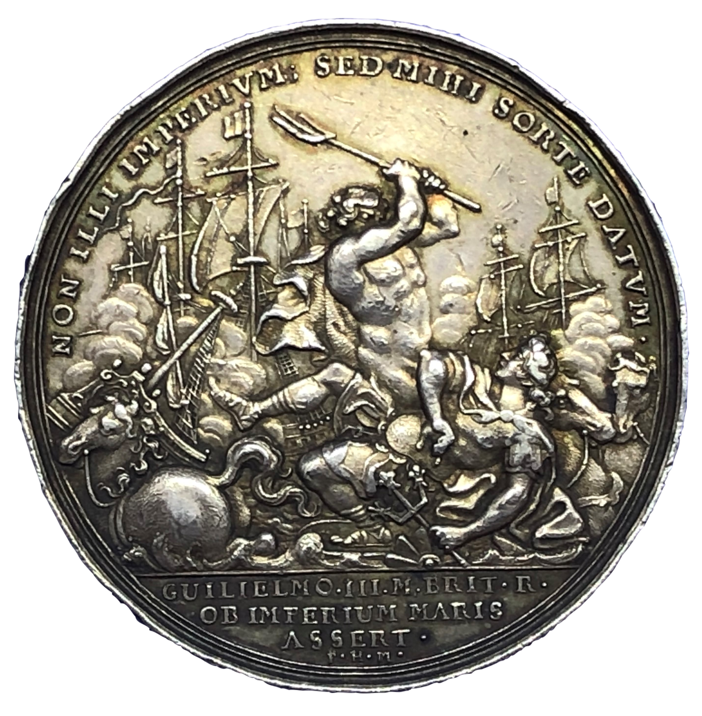 1692 Battle of La Hogue Historical Medallion by P H Muller Obverse