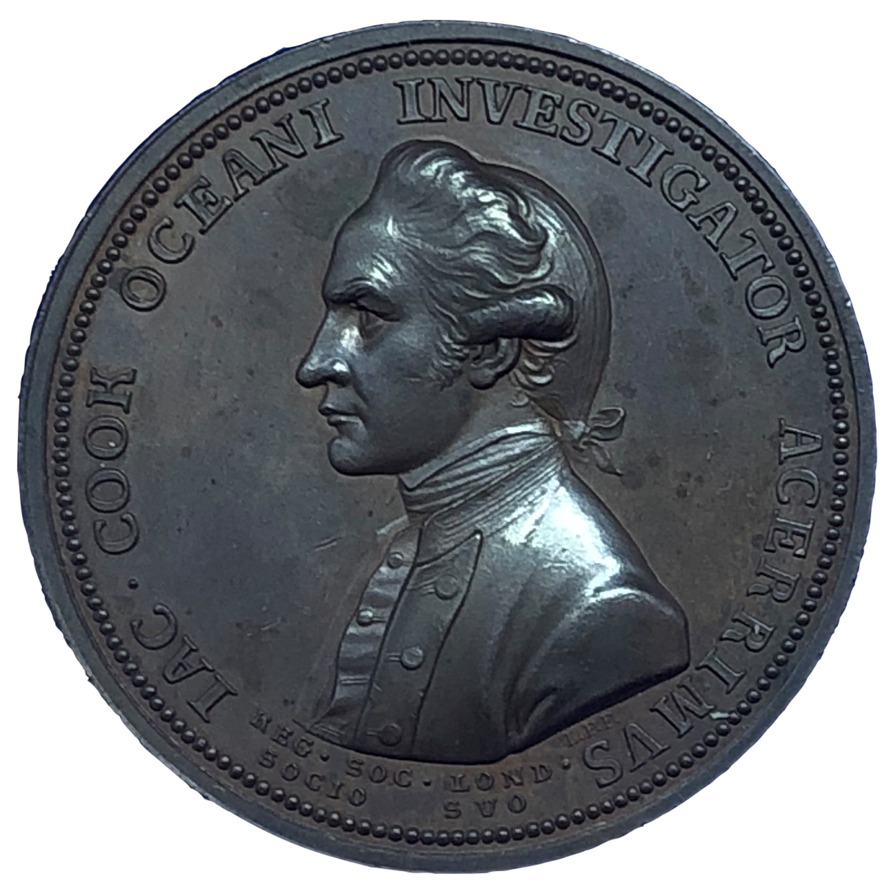 1779 Captain Cook Memorial Historical Medallion by L Pingo Obverse