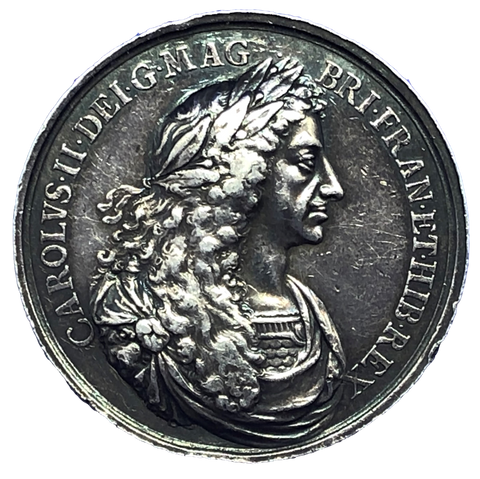 1662 Charles II & Catherine Medal - Marriage (Golden Medal) Historical Medallion by J Roettier Obverse