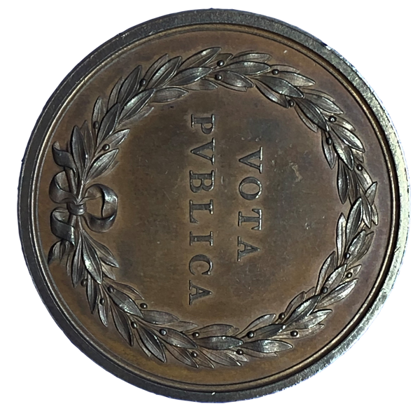 1814 Parliamentary Thanks for Wellingtons Services Historical Medallion by T Webb Reverse