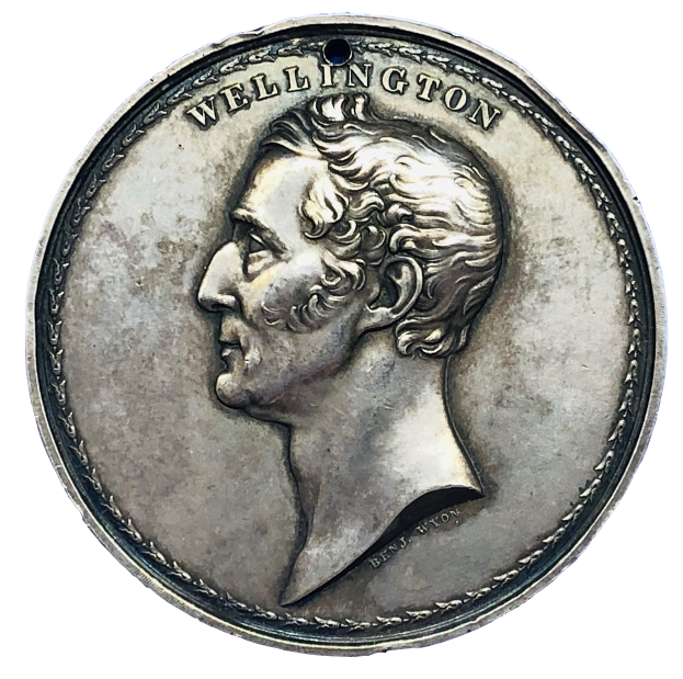 1839 Duke of Wellington - Warden of the Cinque Ports Historical Medallion by B Wyon Obverse