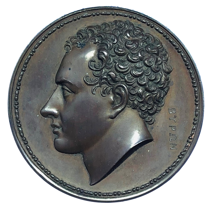1824 Death of Lord Byron Historical Medallion by A J Stothard Obverse