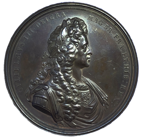 1697 William III State of Britain Historical Medallion by J Croker Obverse