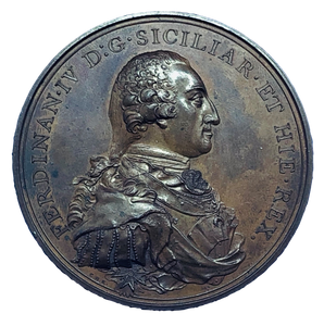 1799 Restoration of Ferdinand IV Historical Medallion by C H Kuchler Obverse