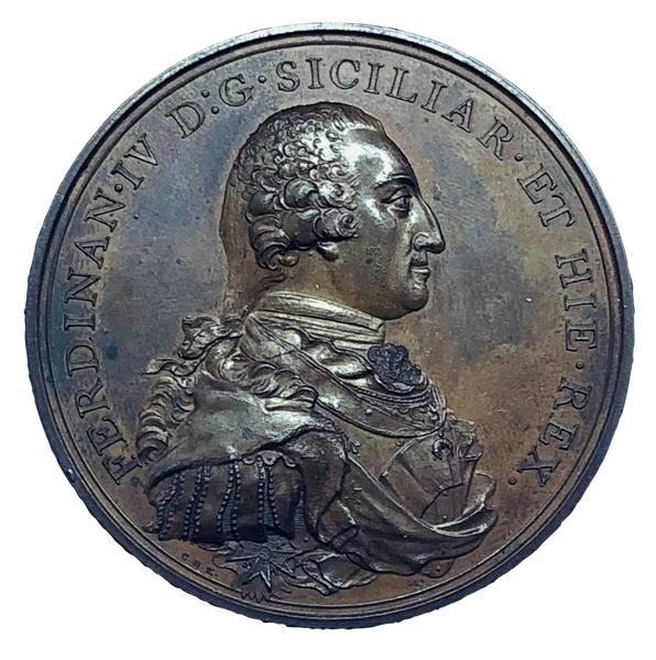 1799 Restoration of Ferdinand IV Historical Medallion by C H Kuchler Obverse