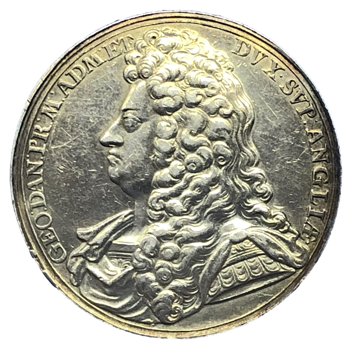1702 Prince George Lord High Admiral Historical Medallion by J Croker Obverse